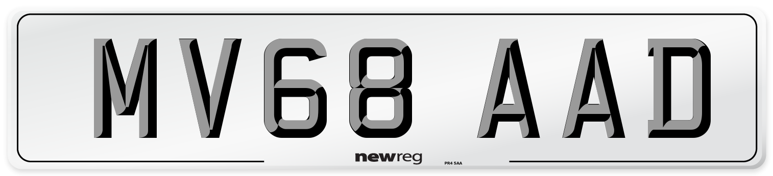 MV68 AAD Number Plate from New Reg